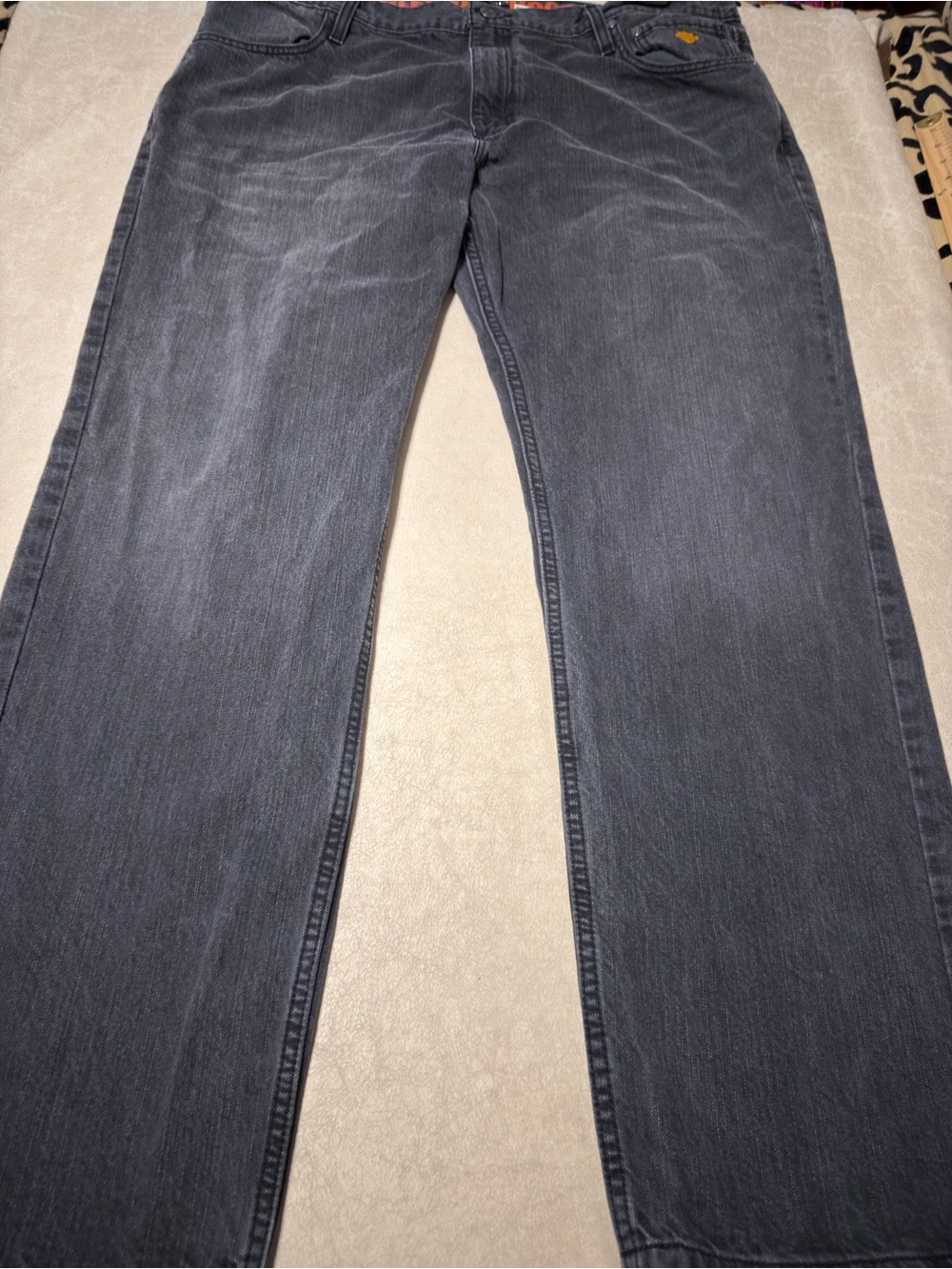 Harley Davidson Charcoal Black Mens Straight Leg Jeans. Size 42X32. #10011